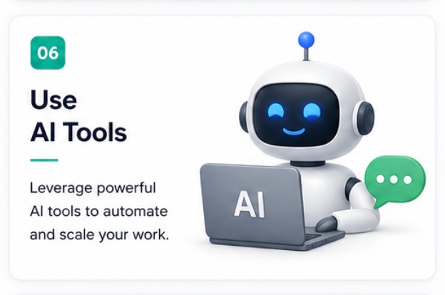 06 Use AI Tools — leverage powerful AI tools to automate and scale your work.